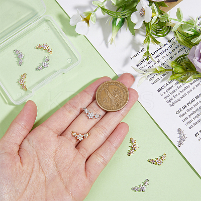10Pcs 2 Colors Eco-friendly Rack Plating Brass Micro Pave Cubic Zirconia 2-Loop Charms KK-DC0003-11-1