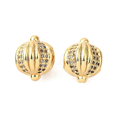 Brass Micro Pave Cubic Zirconia Beads KK-D356-10G-1