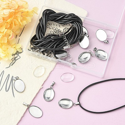 DIY Blank Dome Pendant Necklace Making Kit DIY-YW0006-50-1