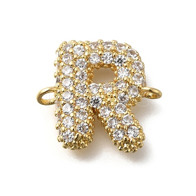 Brass Micro Pave Cubic Zirconia Letter Links KK-I717-04R-1