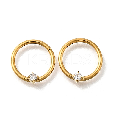 304 Stainless Steel Clear Cubic Zirconia Rhombus Hoop Nose Rings AJEW-D306-12G-1