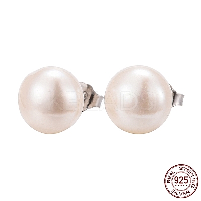 Valentine Presents for Her 925 Sterling Silver Ball Stud Earrings LS-EJEW-D029-9mm-2-1