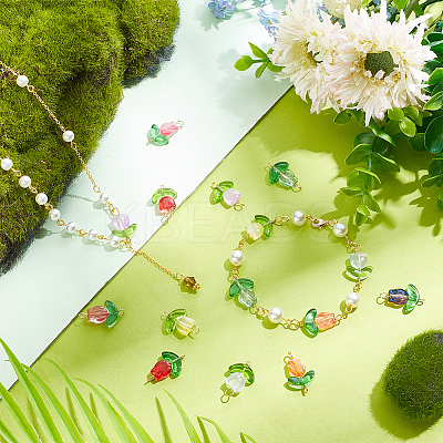 20 Sets 2 Styles Handmade Lampwork Connector Charms FIND-PH0017-40-1