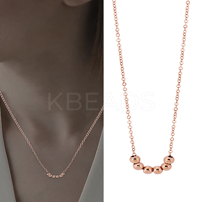 1Pc 304 Stainless Steel Slider Round Beads Pendant Necklaces NJEW-LP0003-10RG-1