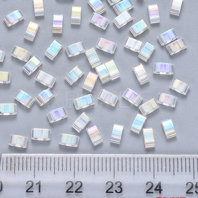 FGB 2-Hole Transparent Glass Seed Beads SEED-S031-M-250-1