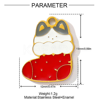 304 Stainless Steel Enamel Pendants STAS-OY001-57G-1