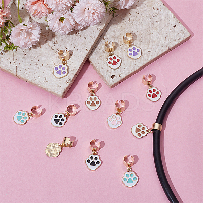 12Pcs 6 Colors Alloy Enamel Stethoscope Pendant Decorations HJEW-OC00200-1