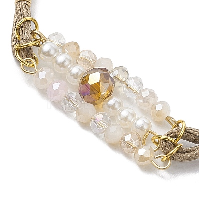 Glass & ABS Plastic Imitation Pearl Link Bracelets BJEW-JB10425-1