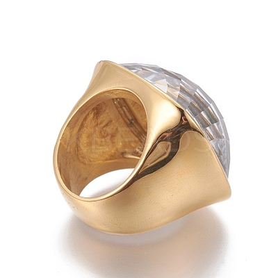 Ion Plating(IP) 304 Stainless Steel Finger Rings RJEW-E157-38G-01-1