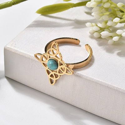 Synthetic Turquoise Finger Rings LS-RJEW-I110-02G-01-1