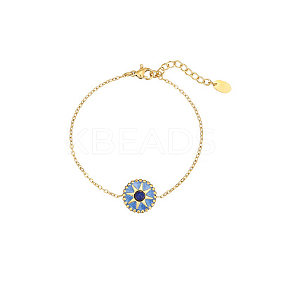 Stylish 304 Stainless Steel Gold-Plated Cat Eye Necklace and Bracelet UJ8969-2-1