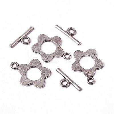 Flower Tibetan Style Alloy Toggle Clasps X-A0977Y-NF-1