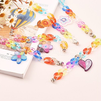 Acrylic Curb Chain Phone Case Chain HJEW-JM00504-1