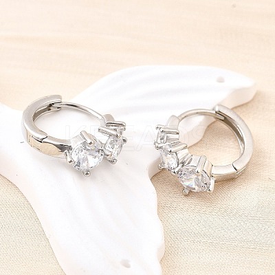 Brass Micro Pave Clear Cubic Zirconia Hoop Earrings EJEW-Z121-06P-1