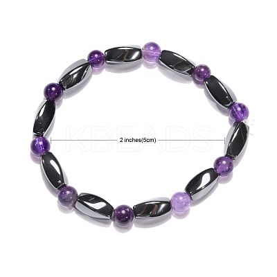 Round Natural Amethyst Stretch Bracelets X-BJEW-G072-10-1