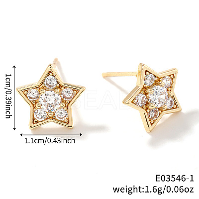 Brass Pave Clear Cubic Zirconia Stud Earrings ZJ0177-1-1