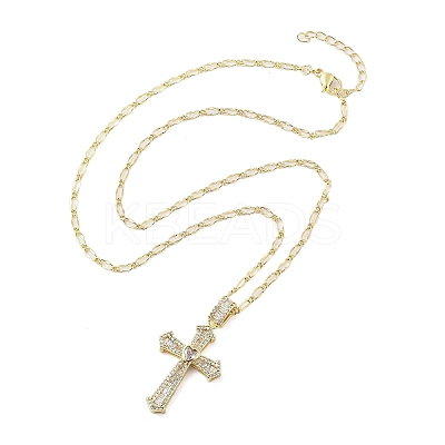 Brass Clear Cubic Zirconia Pendant Necklaces for Women LS-NJEW-M009-05G-B-1