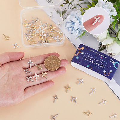 60Pcs 6 Styles Alloy Rhinestone Cabochons MRMJ-SC0001-17-1