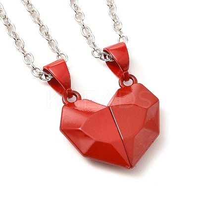 Rack Plating Alloy Heart Pendant Necklaces Sets NJEW-B081-08B-1