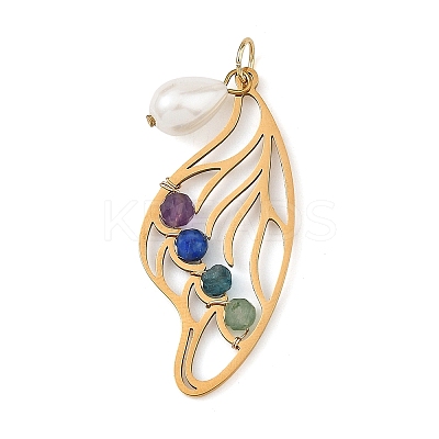 Natural Green Aventurine & Amethyst & Lapis Lazuli & Apatite Faceted Round Wire Wrapped Pendants PALLOY-JF05995-01-1