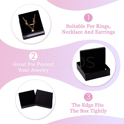 5Pcs Rhombus Textured Cardboard Jewelry Packing Boxes with Sponge Inside CBOX-TA0001-18F-1