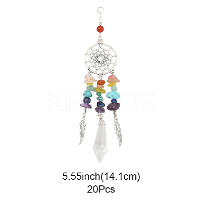 Chakra Natural & Synthetic Gemstone Chips & Alloy Pendant Decorations HJEW-FS00024-1