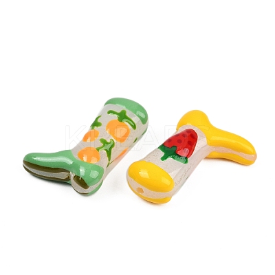 Boot Baking Paint Glass Enamel  Beads LAMP-C020-02-1