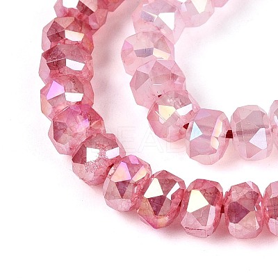 Anti-Tarnish Electroplate Glass Imitation Jade Beads Strands EGLA-T029-6mm-13F-1