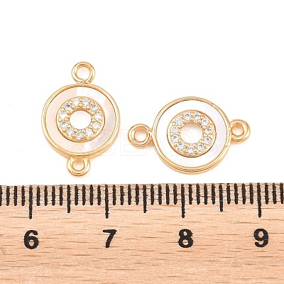 Brass Micro Pave Clear Cubic Zirconia and Natural Shell Links KK-L274-02G-1