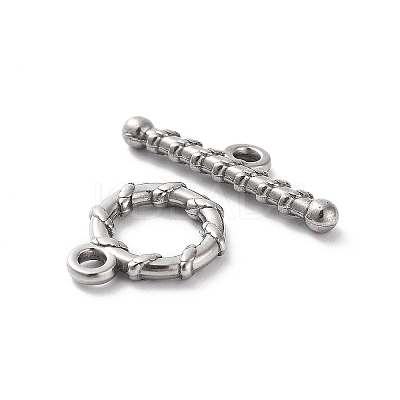 Non-Tarnish 304 Stainless Steel Ring Toggle Clasps STAS-A092-09D-P-1