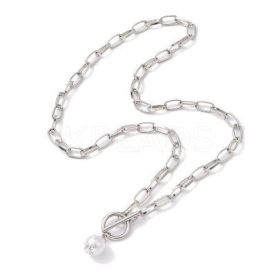 Imitation Pearl Beads Pendant Necklaces NJEW-JN04732-02-1
