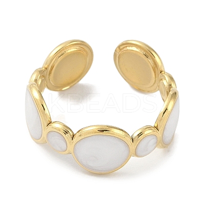 Ion Plating(IP) 304 Stainless Steel Enamel Cuff Finger Rings X-RJEW-L107-038G-01-1