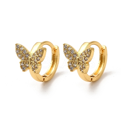 Butterfly Brass Hoop Earrings EJEW-S256-04A-G-1