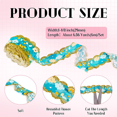 6M Polyester Flower Embroidery Lace Ribbon OCOR-TAC0015-14-1