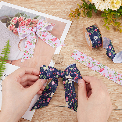 2 Rolls 2 Colors Polyester Ribbon SRIB-GF0001-19-1
