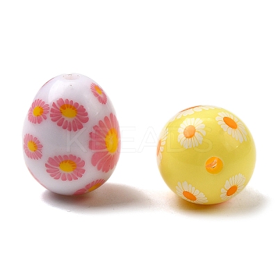 Printed Opaque Acrylic Beads OACR-H054-07-1