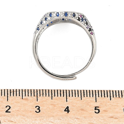 Brass Micro Pave Cubic Zirconia Cuff Rings for Women RJEW-A069-13P-01-1