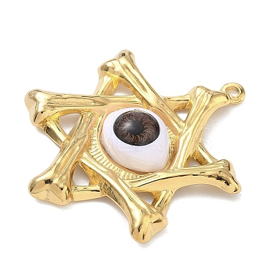 304 Stainless Steel & Resin & Glass Pendants STAS-G371-15G-02-1