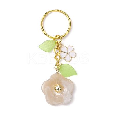 Flower Acrylic Imitation Gemstone Pendant Keychain KEYC-JKC00692-03-1