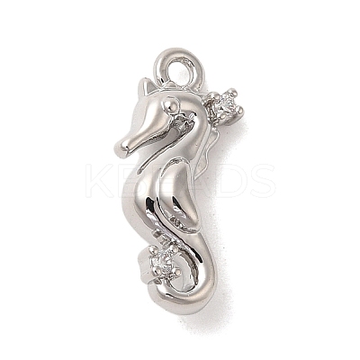 Marine Animal Theme Platinum  Brass Micro Pave Clear Cubic Zirconia Pendants KK-U031-01P-02-1