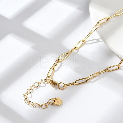 Ion Plating(IP) 304 Stainless Steel Paperclip Chain Necklace LS-NJEW-D045-14G-1