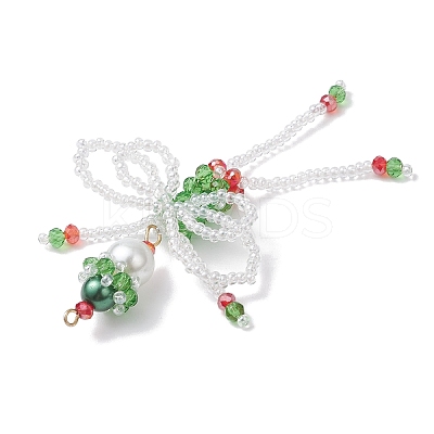 Christmas Glass Seed Elfin Beaded Big Pendants PALLOY-MZ01040-01-1