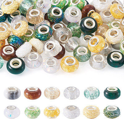 72Pcs 12 Colors Christmas Theme Resin Rondelle European Beads RESI-TA0004-88-1