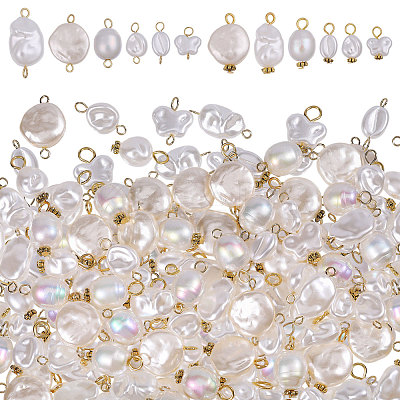 120Pcs 12 Styles ABS Plastic with Acrylic Pearl & Iron Pendants & Connector Charms PALLOY-PH01910-1