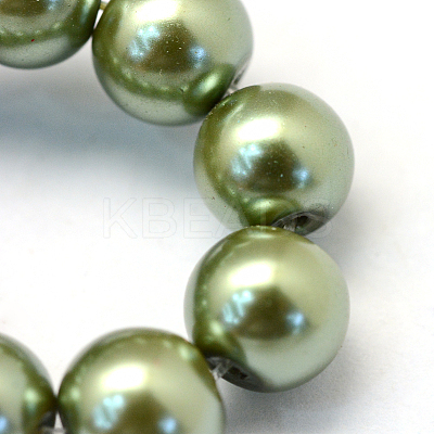 Baking Paint Pearlized Glass Pearl Round Bead Strands X-HY-Q003-10mm-49-1