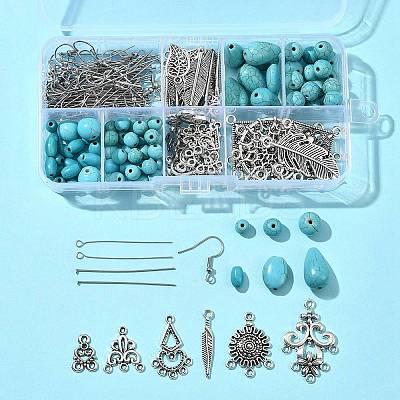 Tibetan Style Chandelier Components and Pendants with Synthetic Turquoise Beads Sets DIY-FS0005-75-1