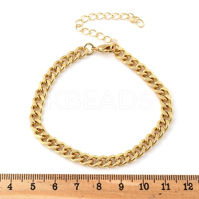 Brass Curb Chain Bracelets for Women Men BJEW-F494-01G-02-1