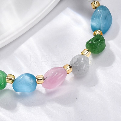 Cat Eye Beaded Bracelets for Women G-P563-07P-21-1