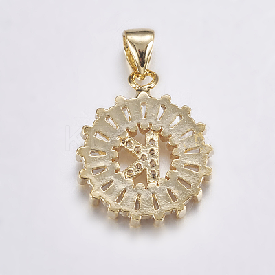 Long-Lasting Plated & Rack Plating Brass Micro Pave Cubic Zirconia Letter Pendants ZIRC-A007-03K-G-1