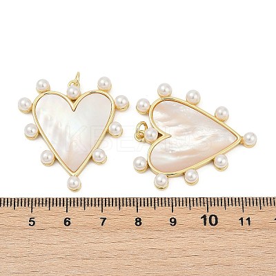 Brass Pave Natural Freshwater Shell Pendants LS-KK-U058-25G-02-1